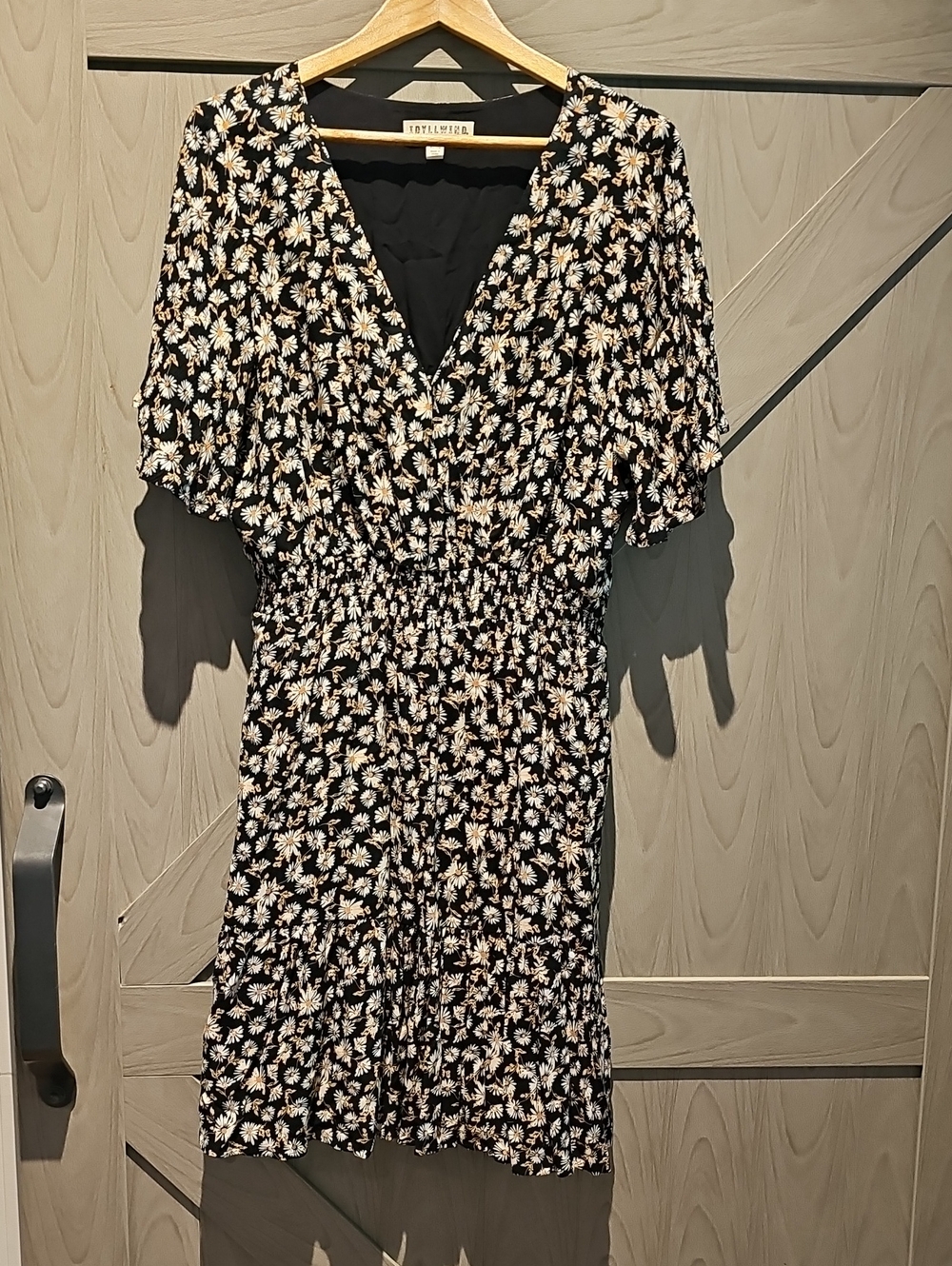 Idyllwind Black Floral Mini Dress with Cream Daisies